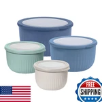 Oggi Set Of 4 Prep, Store & Serve Plastic Bowls W/see-thru Lids- Dishwasher, M. Fixed Price $34.10.