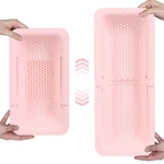 Over Sink Colander Strainer Basket Wash Vegetables Extendable Pink 1 Pcs. Fixed Price $31.80.