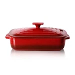 Lareina 4 Qt Ceramic Casserole Dish W/ Lid, Red Deep Rectangular Stoneware. Fixed Price $122.38.