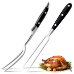 2-PACK Carving Fork Meat 12" Stainless Steel Straight And Curved Bbq Me.... Fixed Price $38.29.