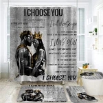 Omebero 4PC Romantic Couples Shower Curtain Set, Rugs, Toilet Lid Cover, Bath. Fixed Price $45.39.