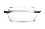 Husanmp Round Tempered Glass Casserole Dish With Lid, 3QT, Clear. Fixed Price $36.99.