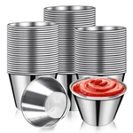 Djzz 100 Metal Sauce Cups 2.5OZ Ramekins, Stainless Steel Pcs, Sliver. Fixed Price $84.29.
