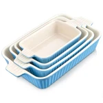 Ceramic Baking Dishes Set Of 4 Rectangular Lasagna Pans Blue Malacasa Casserole. Fixed Price $104.99.