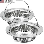 Giramika 2 Pack Kitchen Sink Drain Strainer With Handle, Stainless Silver. Fixed Price $9.66.
