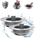 Hibbent Upgraded 3 1 Kitchen Sink Drain Strainer And Stopper Combo, Two Pack. Fixed Price $14.85.