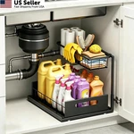 Ceetug Under Sink Organizers And Storage 2 Tier Slide Out 1 Pack, Black. Fixed Price $27.66.