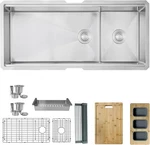Stylish 42 Inch Kitchen Sink 16G Stainless Steel Double Bowl Deep Undermount Led. Fixed Price $899.99.