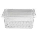 Cambro Camwear Clear Polycarbonate Colander Pan - 1/2 Size 5"D. Fixed Price $42.79.