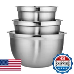 Chicago Metallic Stainless Steel Nesting Mixing Bowls - Set Of (3QT, 5QT, 8QT). Fixed Price $62.40.