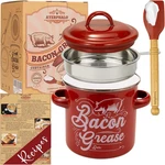 Bacon Grease Container With Strainer - 46OZ Large Capacity, Silicone Wooden. Fixed Price $22.75.