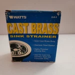 New Box Watts Cast Brass Sink Strainer Stainless Steel Product Number 2-8-3. Fixed Price $10.00.
