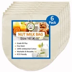 Huppar 16"X16" Nut Milk Bag For Straining, 100% 16"- 6PACK, Beige. Fixed Price $26.99.