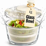 Large 5.2 Qt Glass Salad Spinner Vegetable Dryer With Drain Microwave Safe. Fixed Price $58.45.