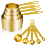 Gudoqi Measuring Cups Spoons Set Of 9, Stainless Steel Handle Large, Gold. Fixed Price $27.36.