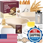 Deluxe Sourdough Starter Kit With Wood Pulp 9" Round & 10" Oval Bannetons Pers. Fixed Price $50.79.