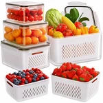 5-PACK Fruit Storage Containers For Fridge With Removable Colanders, 4 1 P.... Fixed Price $25.32.