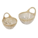 Creative Co-op Stoneware Colanders With Handles, Set Of 2 6.5"W, Beige. Fixed Price $46.95.