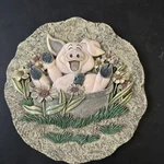 Stepping Stone, Pig. Spoontiques, #5076. Wall Hang. Decor. Garden Decoration. Fixed Price $10.00.