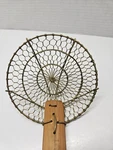 Sunrise 5" Round Brass Spider Strainer With Bamboo Handle. Fixed Price $12.00.