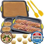 Atrccs Silicone Loaf & Baguette Pan Set Nonstick, Heat Resistant, 15-PIECE. Fixed Price $52.33.