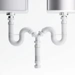Mucol 1/2" Or 1/4" Double Bowl Sink Drain, Expandable 29.5 Inches, White. Fixed Price $26.99.