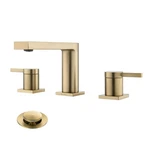 Mr. 3 Hole Bathroom Sink Faucets With Stainless Steel Drain Brushed Gold. Fixed Price $89.99.
