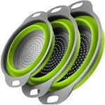 Basket Collapsible Colander Set Of 3 Round Silicone Kitchen Strainer. Fixed Price $17.99.
