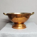 Vintage Copper Pedestal Colander Strainer Brass Handles Rustic Kitchen Farmhouse. Fixed Price $55.99.