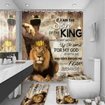 Omebero 4PCS Lion King Shower Curtain Set, Inspiring Black Man Bathroom Decor. Fixed Price $48.83.