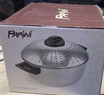 Parini Pasta Pot 6 Quart Stainless Steel, Locking Lid W/ Strainer Holes. New. Fixed Price $11.86.