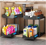 2-PACK Double Sliding Under Sink Organizers: 2-TIER Bathroom Storage With Hooks. Fixed Price $50.80.