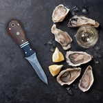 Handmade Damascus Sea Food Oyster Shucker Knife, Shucking Tool With Sheath. Fixed Price $34.99.