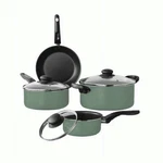 Mainstays 7 Piece Nonstick Aluminum Cookware Set With Lids Sage Dishwasher Safe. Fixed Price $22.89.