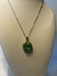 18K Gold Plated Steel Flower Ring Micro-paved Green Jade Lotus Leaf Necklace 18". Fixed Price $10.99.