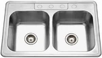 Durable 33" Stainless Steel Double Bowl Kitchen Sink - Versatile & Stylish. Fixed Price $423.99.
