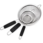 Makerstep Fine Mesh Strainer Set Of 3, Stainless With Insulated Handle. Fixed Price $24.24.