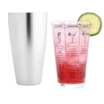 Hic Kitchen Bar Boston Cocktail Shaker And Mixer Glass Set With 7 Printed Rec.... Fixed Price $30.34.