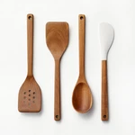 4PC Kitchen Set Brown - Figmint: Wooden Cooking Utensils, Hand Wash. Fixed Price $19.99.