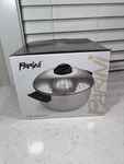 New Parini Pasta Pot 6 Quart Stainless Steel, Locking Lid W/ Strainer Holes Nib. Fixed Price $17.99.