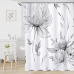 Litabel Long Boho Watercolor Floral Shower Curtain 72 X 78, Grey Ink Painting St. Fixed Price $64.06.