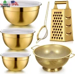 Baderke 6 Pcs Gold Kitchen Accessories Set Includes 3 Mixing Bowls With Air. Fixed Price $57.46.