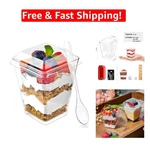 Durable Oz Plastic Cups With Lids 75 Pcs For Elegant Party Desserts. Fixed Price $17.07.