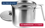 Qwork 1.8L Stainless Steel Grease Container With Fine Mesh Strainer, 61OZ Bacon. Fixed Price $26.10.