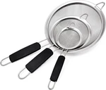 Makerstep Fine Mesh Strainer Set Of 3, Stainless With Insulated Handle. Fixed Price $24.24.