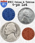 Wwii 1943 Steel Cent, Silver War Nickel, Opa Food Ration Tokens World 2. Fixed Price $12.95.
