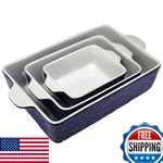 Nutrichef 3-PIECE Ceramic Casserole Dishes For Oven Heavy Duty Rectangular Las. Fixed Price $70.73.