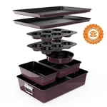 Nutrichef 8PCS. Durable & Reliable Bakeware Set- Non-stick Coating (purple). Fixed Price $72.99.