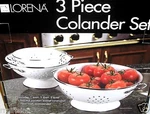 Colander 3 Piece Set,strainer,kitchen,dining,bar,sifters,buffet,server,gadgets. Fixed Price $42.50.