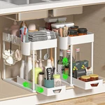 Seasky 2 Pack Adjustable Height Under Sink Organizer - White. Fixed Price $15.00.